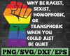 Why be racist sexist homophobic or transphobic when you could just be quiet lgbt svg Clipart Cricut , Vector Cut File