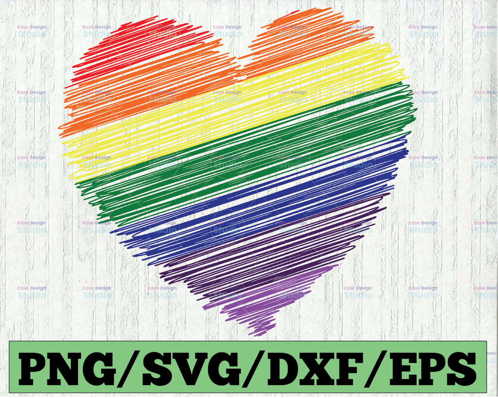 Rainbow heart svg, dxf, eps, png, jpg, gay pride flag svg, LGBTQ pride svg, queer flag