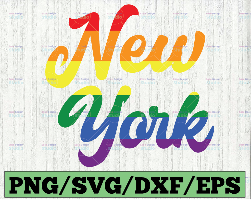 LGBT Pride New York SVG - Rainbow SVG - Commercial Use - Printable Vector Clip Art - Svg - Eps - Dxf - Png - Pdf