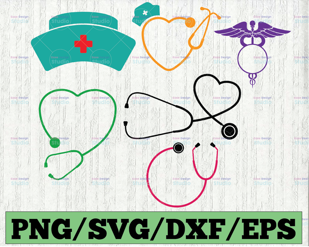 Bundle Nurse Svg,Stethoscope Bundle Svg, Stethoscope Clipart,Vector Cut File, Files for Cricut, Silhouette,Svg,Png,Dxf