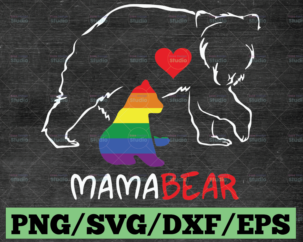 Mama Bear & Baby Bear Svg, Bear Family Svg, Gay Pride Svg, Lgbt Svg, Lgbt Flag Svg, Lgbt Pride Svg, Lgbtq Svg, Rainbow Svg