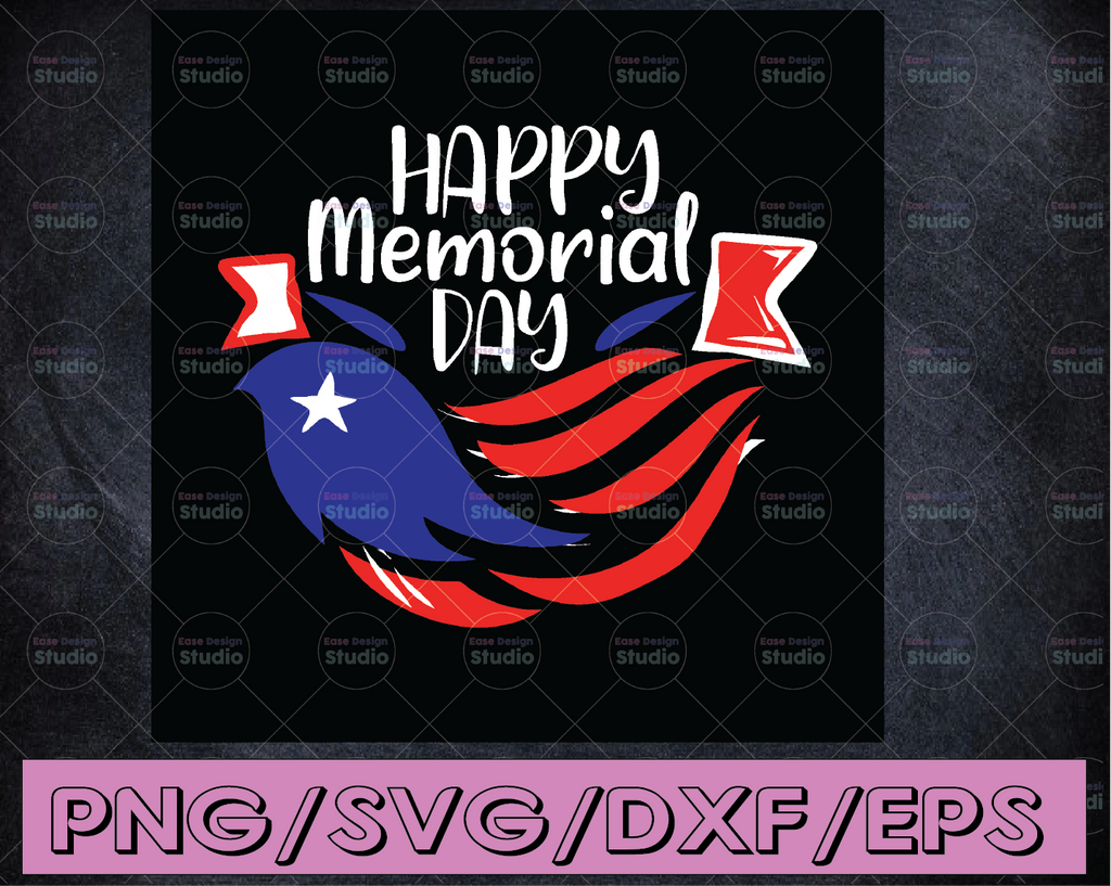 SVG file  Happy Memorial Day Bird American Flag USA 2 Clipart for Cricut/ Silhouette/ Vinyl Cut machine