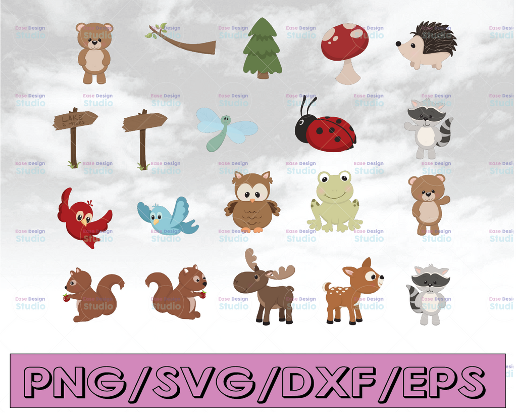 Woodland Animals SVG Bundle. Woodland Creatures SVG. Cricut cut files, Silhouette files. DXF. Woodland Animals bundle png dxf