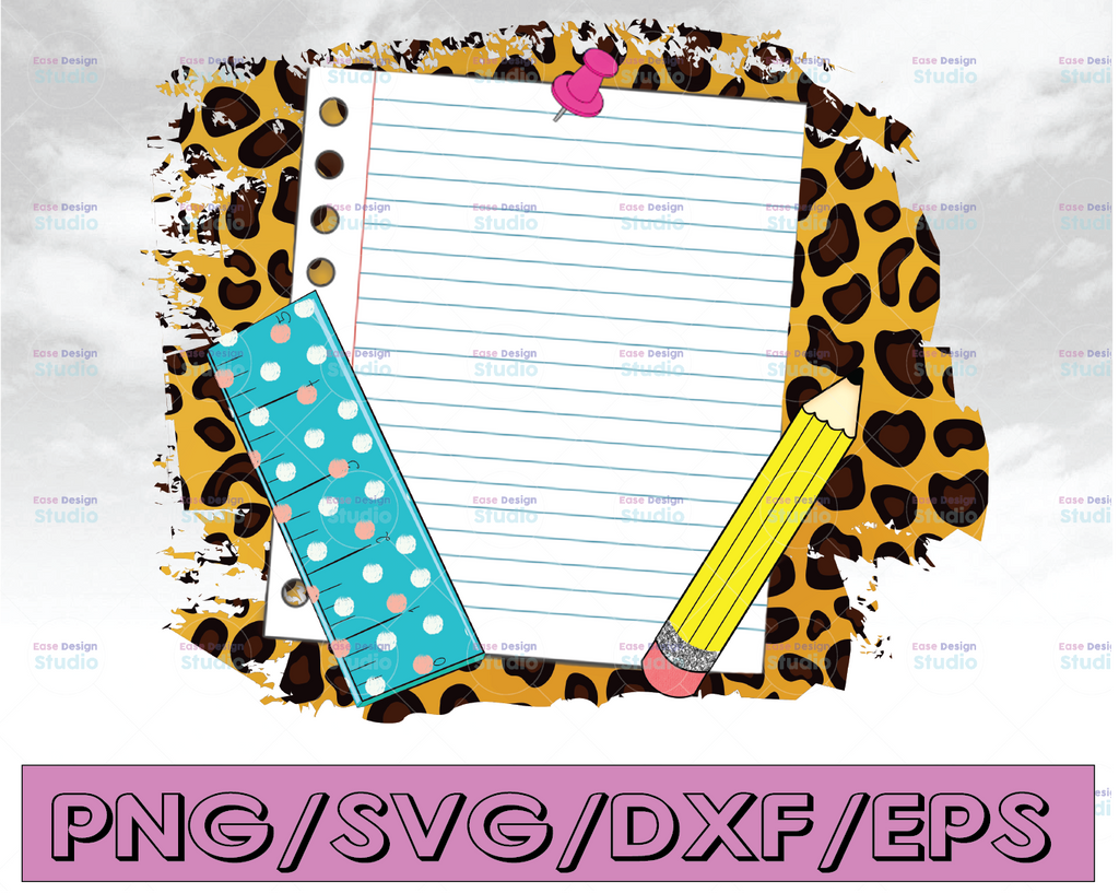 Back To School png, Leopard png, school pencil sublimation, school frame background printable Teach love inspire digital png, school clipart