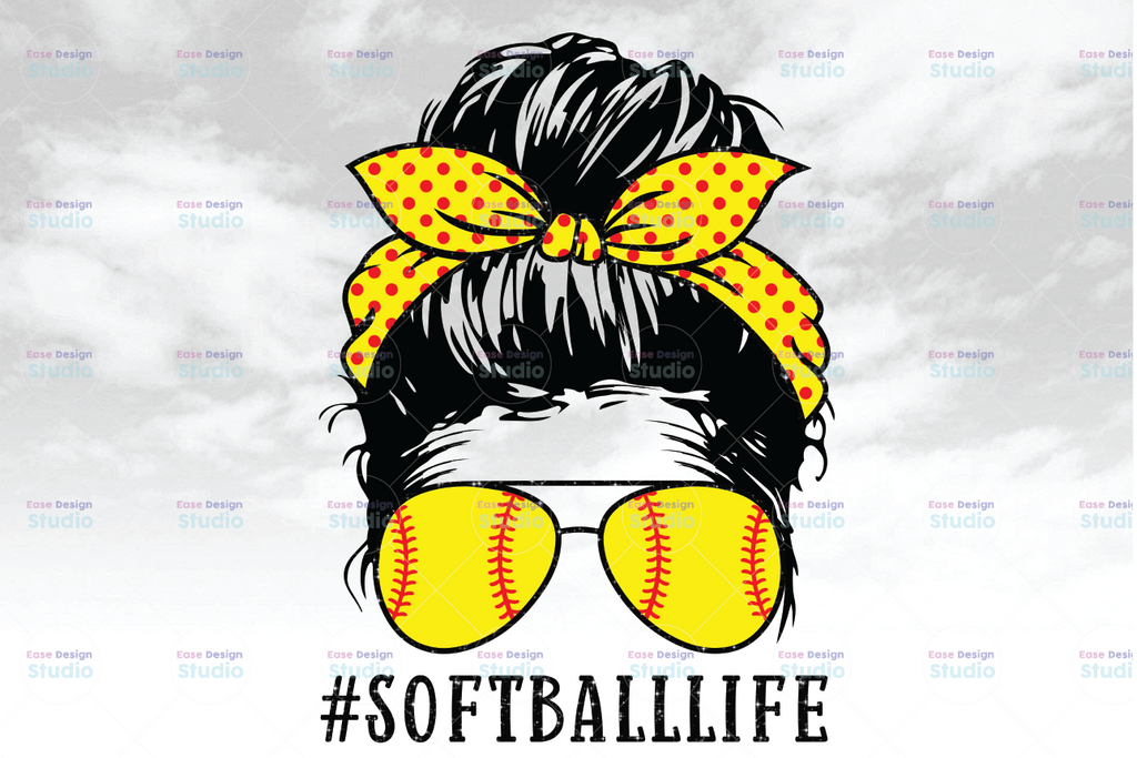 Softball life png, Softball mom sublimation download designs, Softball mom life shirts funny png, messy bun woman with sunglasses headband