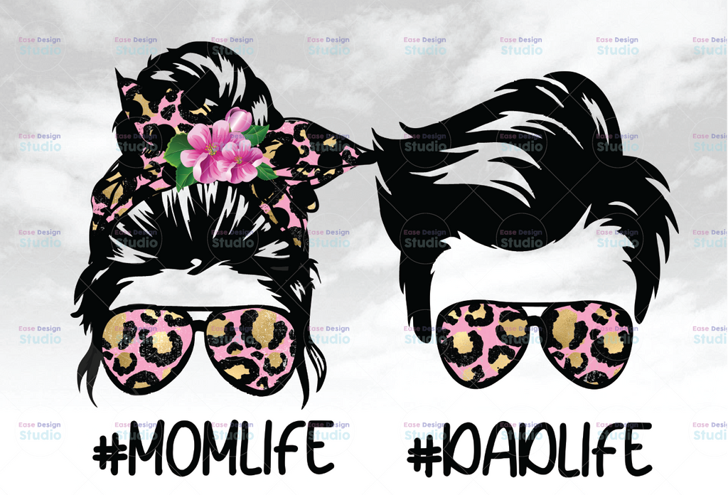 Mom Life Dad Life Leopard, Aviator glasses, Digital Design, PNG image, sublimation design, PNG Image, Sublimation PNG, Pink leopard, Messy buns