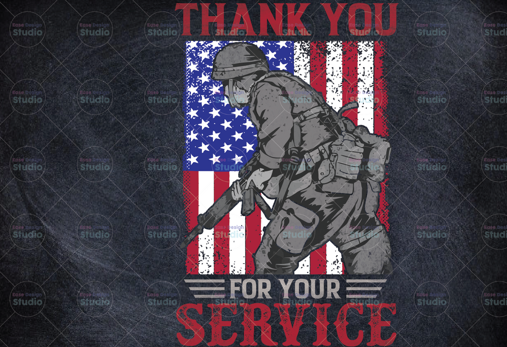 Thank You For Your Service PNG for sublimation DXF , Memorial Day png, Patriotic, Soldier, Military,  usa falg.