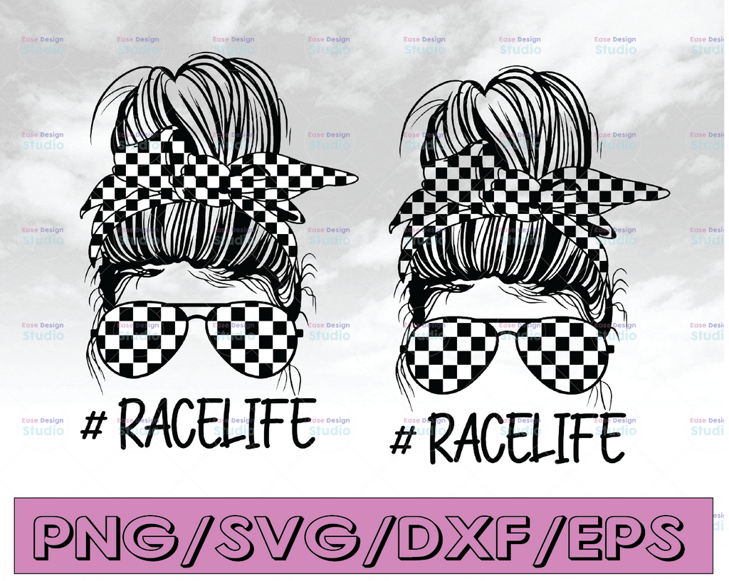 Mom Life Racing Svg, Race Life SVg, Mothers Day Svg, Messy Bun Svg, Cricut Files Digital Art