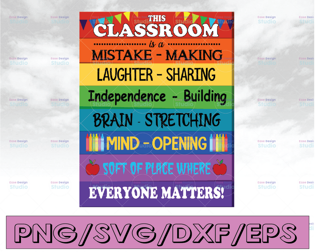 This classrom is a mistake - making laughter - sharing independence -builing brain - stretching mind svg, dxf,eps,png, Digital Download