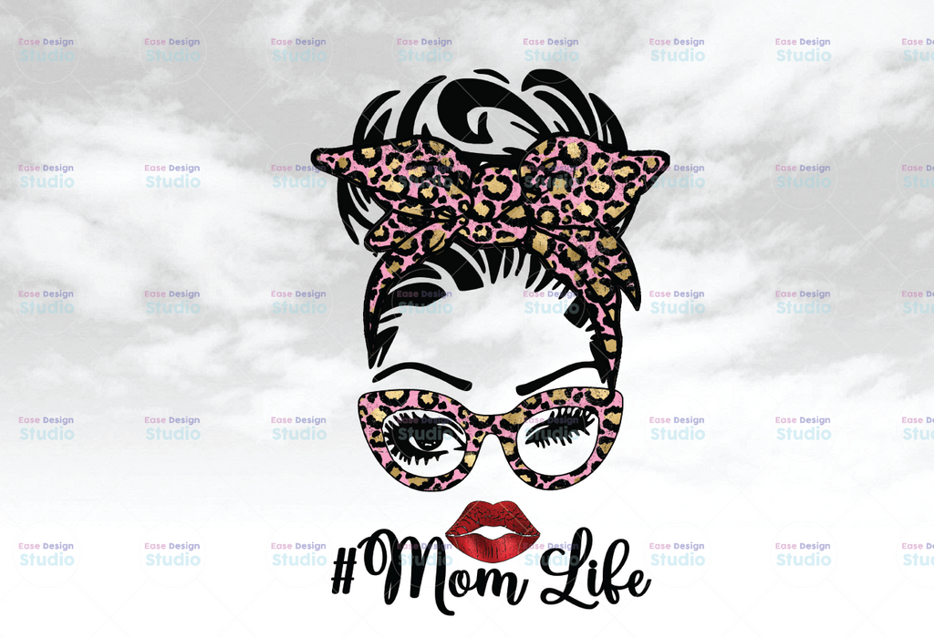 Mom Life - Sublimation PNG - Digital Download - Digital Design - Shirt Design - Printable - Clipart - Waterslide - #MOMLIFE - Pink Leopard