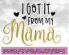 I Got It From My Mama Svg, Baby Quote Svg, Baby Svg, Mom Svg, Mom Life Svg, Motherhood Svg, Toddler Svg, Baby Shower Svg, Baby Shirt Svg