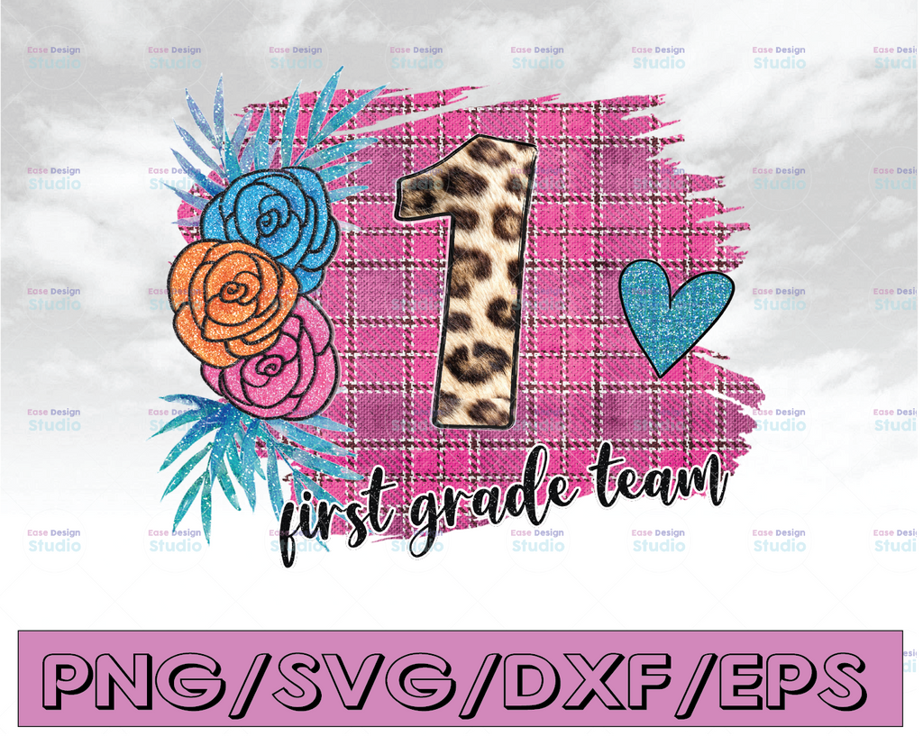 First Grade Team PNG, Back to School Elementary Digital Download, Sublimation Design, Open House Teacher Team Squad Group Leopard Pencil