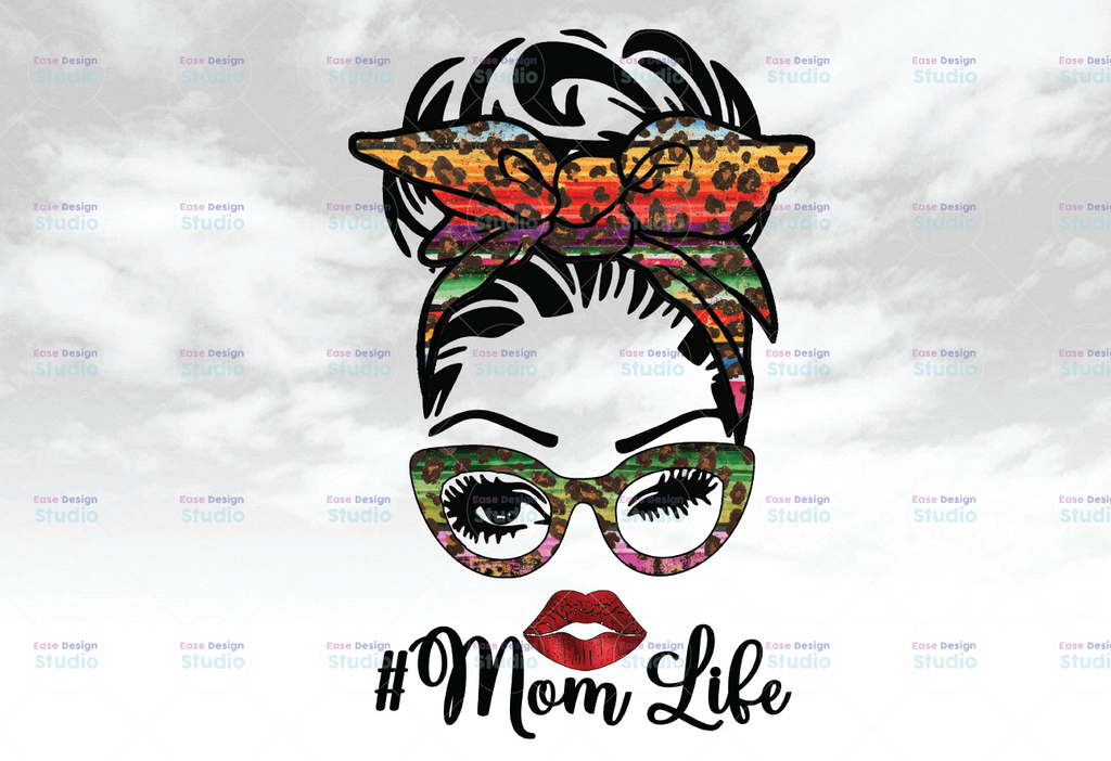 MOM LIFE Leopard PNG, Transfers png designs, designs for sublimation, Mom Tie Dye Leopard Background png