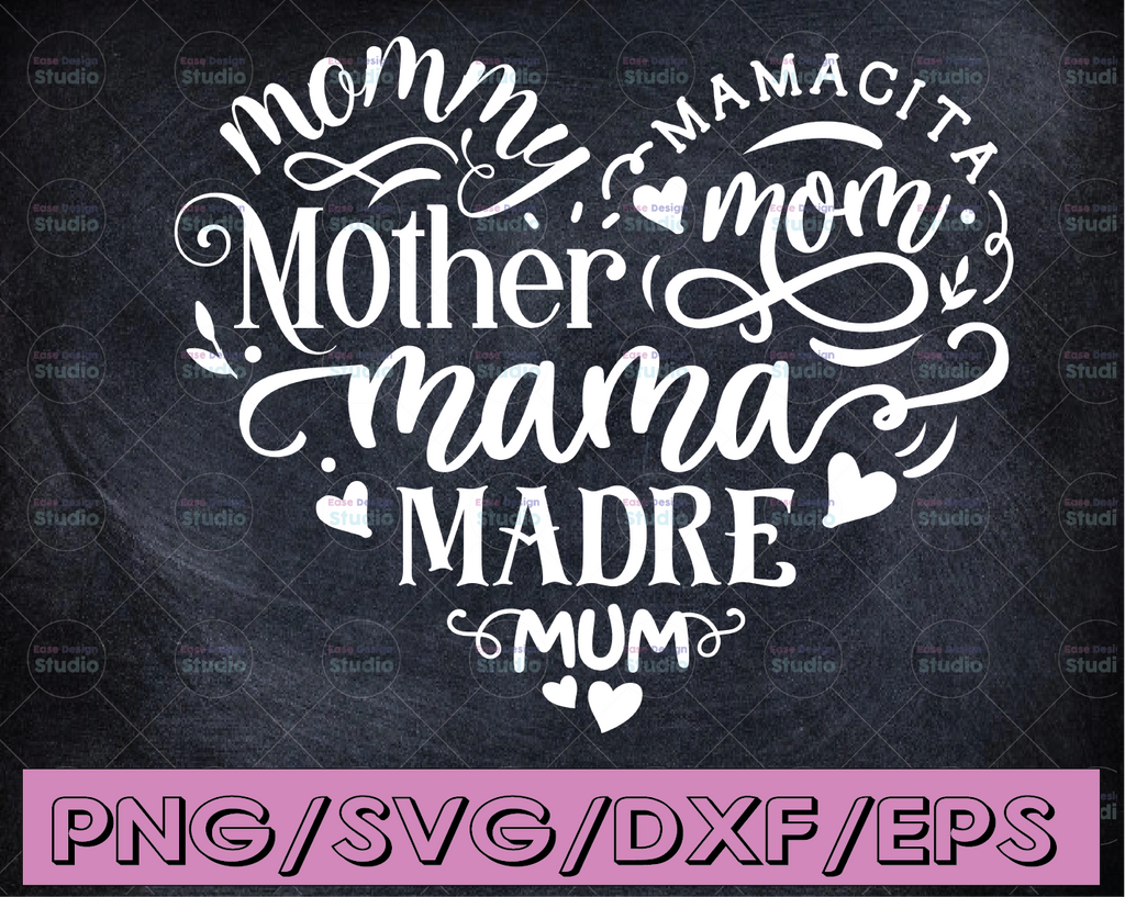 Mom Heart Svg, Mothers Day Gift, Words describing mom Svg, PNG SVG cut file printable, Cricut and Silhouette, Digital Download