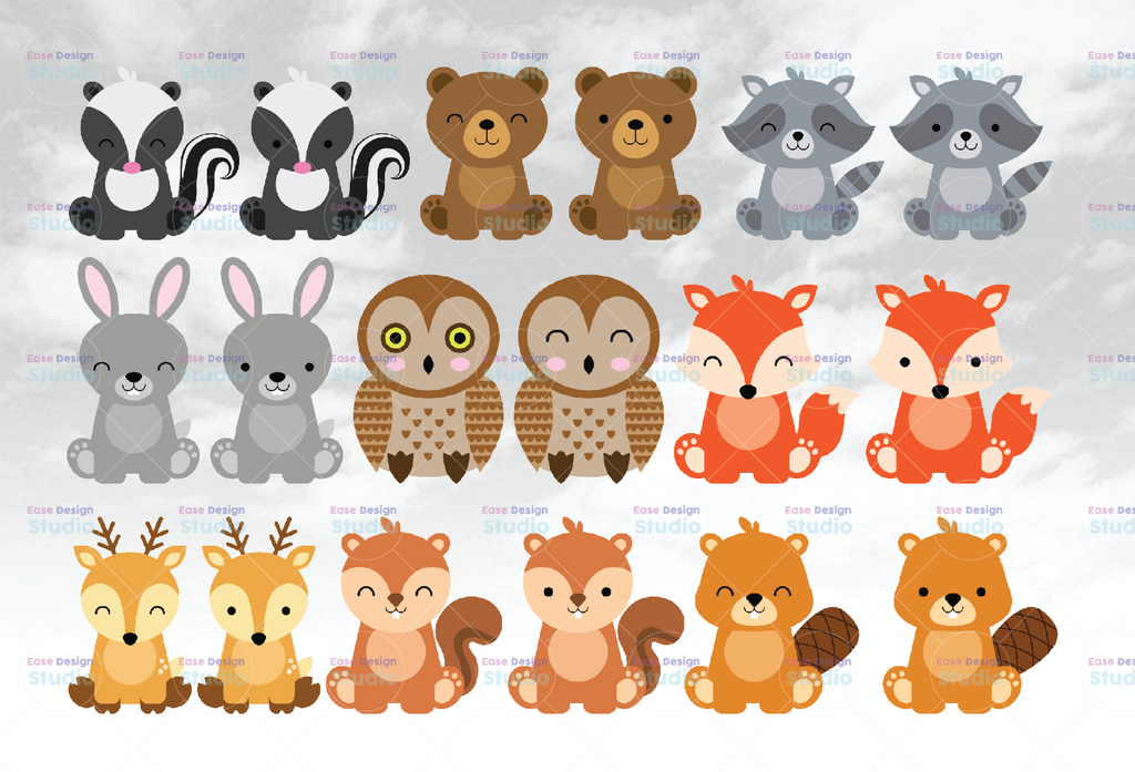 Woodland Baby Animals png| Forest Animal png| Woodland Baby Shower Printable