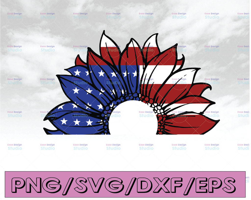 Sunflower svg, SVG, america svg, patriotic svg, svg files for cricut, sunflower clipart, american flag svg, fourth of july svg, flag svg
