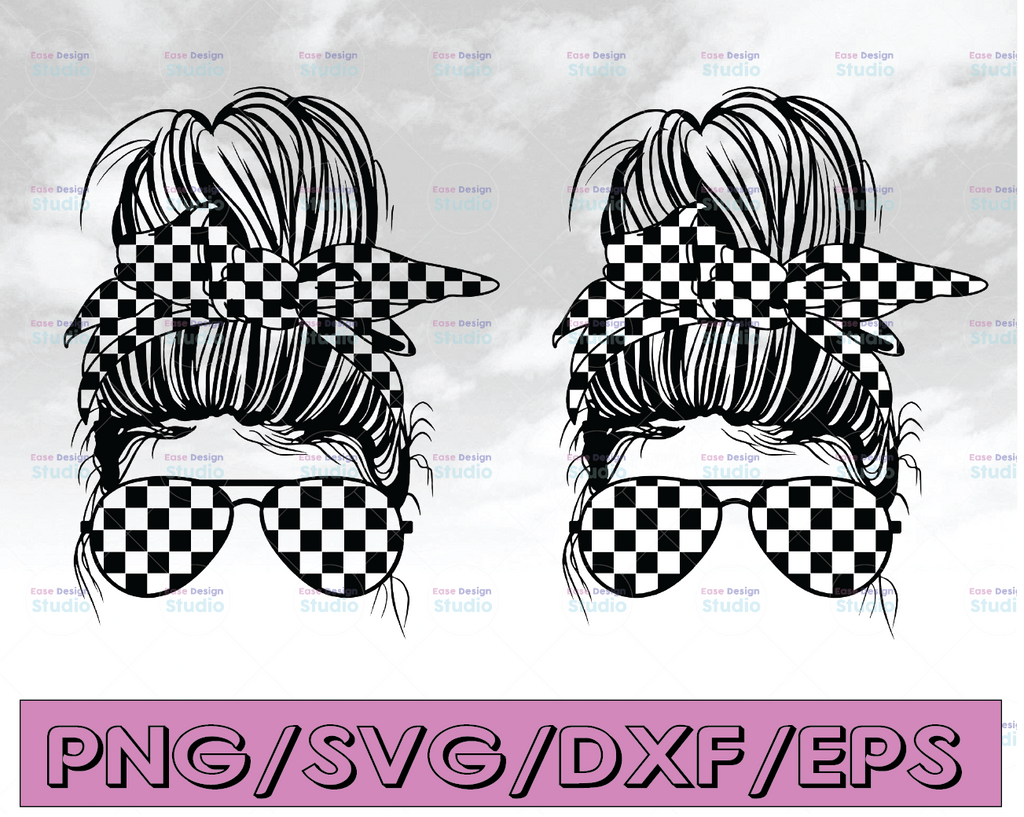 Racing Mom SVG Bundle, Racelife Mom Svg, Checkered Flag Svg, Racing Life Svg, Messy Bun Racing Svg, Cricut Cut Files