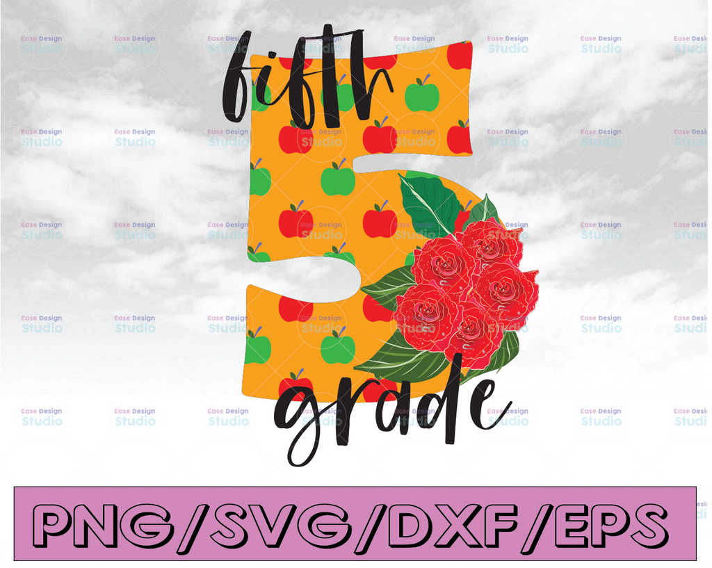 Back to school, Fifth grade, PNG file for sublimation, first day of school, printable, 5th grade printable