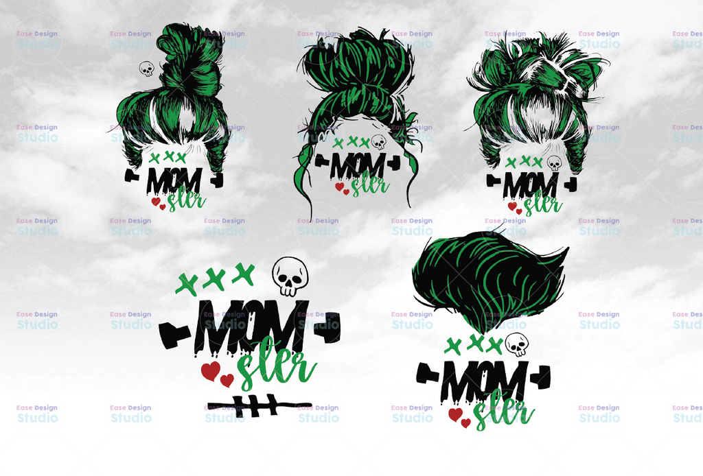 Momster SVG sublimation designs file for cricut, Mom SVG, Mom skull messy bun svg, Halloween svg, Spooky svg, Digital Download