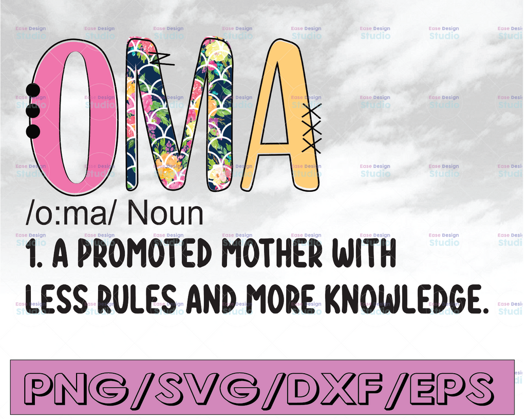 Oma Grandparents Grandmother Boho Floral Mother's Day Sublimation Design Download Graphic PNG Clipart Designs