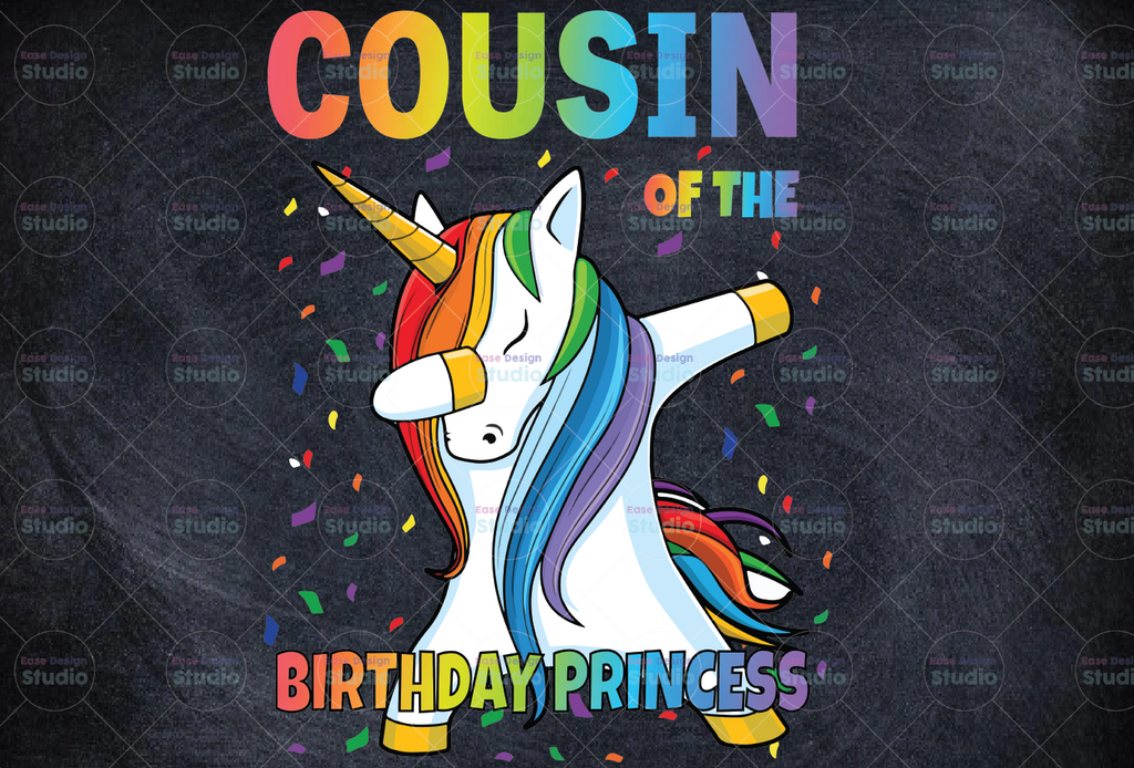 Cousin of the Birthday Princess Dabbing Unicorn Cutting file Birthday Unicorn Cricut - Silhouette Cut File PNG Flossing Unicorn