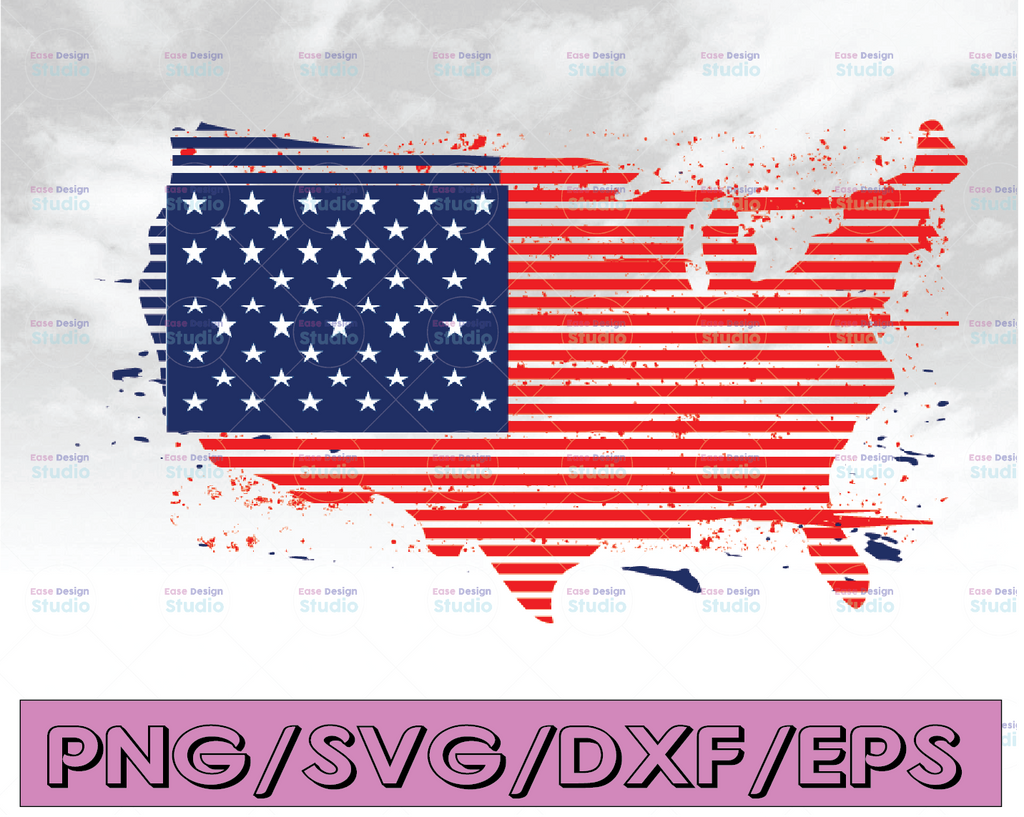 American Flag USA svg - United States Map svg- 4th of July svg- Independence Day clipart - America png - USA cut file - American Flag SVG