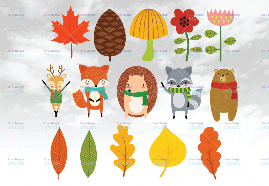 Woodland animals PNG , watercolor Forest animals, Woodland Animal Clip Art Illustrations, PNG watercolour clip art, Autumn Animal Clipart