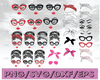 Messy Bun bandana glasses layered svg, six designs bundle, Beauty girl lady woman face lashes cut files for Cricut Silhouette, PNG, eps, dxf