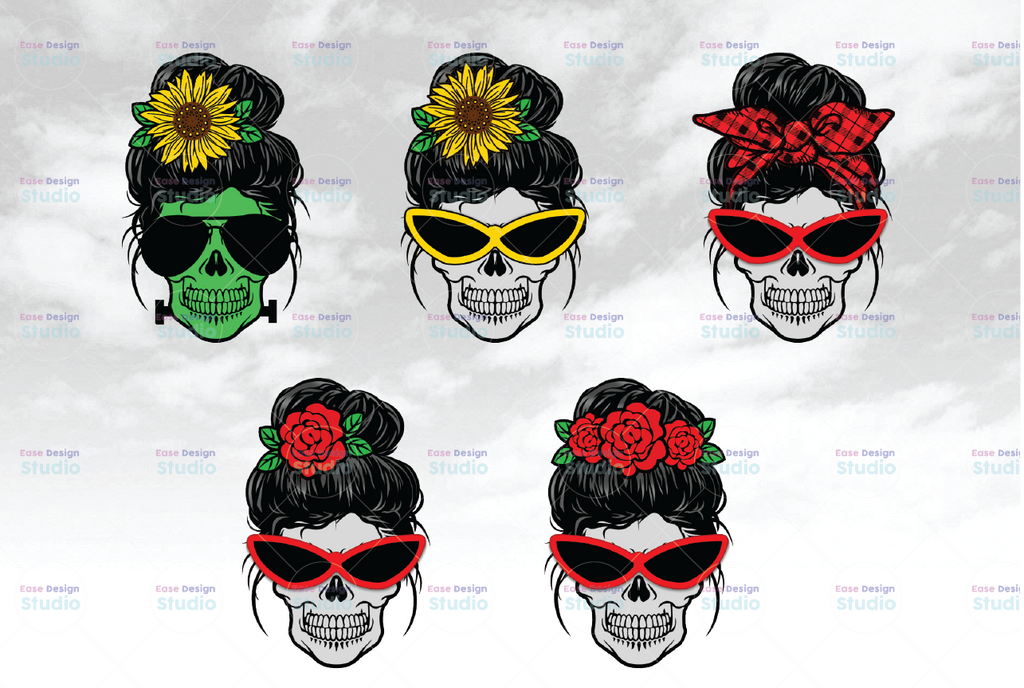 Messy Bun sublimation bundle, Sunflowers Mom Life Mom Skull Bun Hair Sunglasses Headband Mom Life PNG, t, Leopard Print momlife, sublimation designs