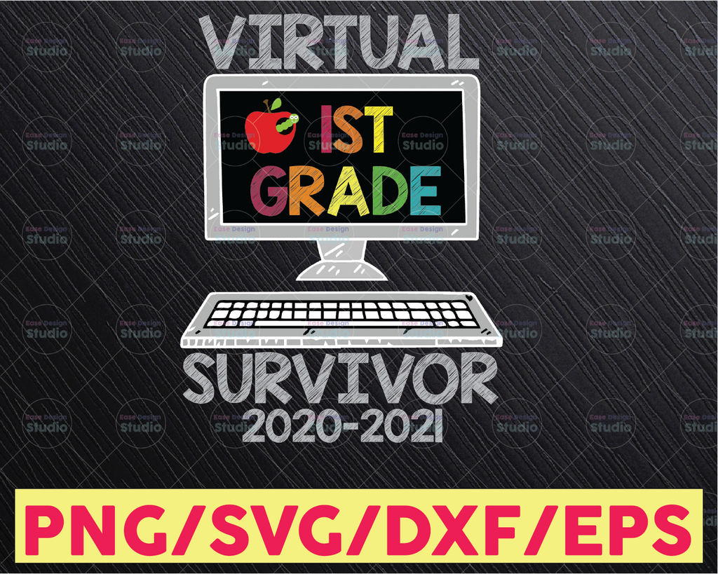 Hello Virtual First Grade Survivor  PNG - Back To School png - 1st Grade png , Sublimation, Transfer, Digital Download