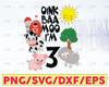 Oink Baa Moo I'm 3 Svg, Boys Girls SVG Cute Farm Animals Themed Birthday Party Short Sleeve Kids svg, dxf, Digital Download