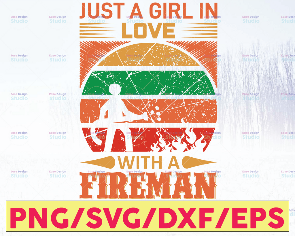 Just A Girl In Love With A Fireman firefighter flag svg, fireman svg, fire department svg, thin red line svg, red line svg