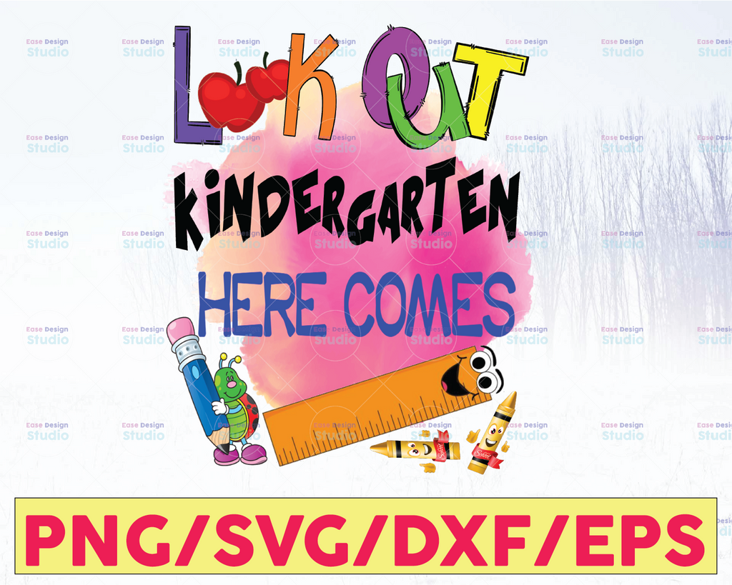 Look Out Kindergarten Here Comes, Kindergarten Here I Comes PNG, First Day of Kindergarten Sign Kindergarten Instant Download