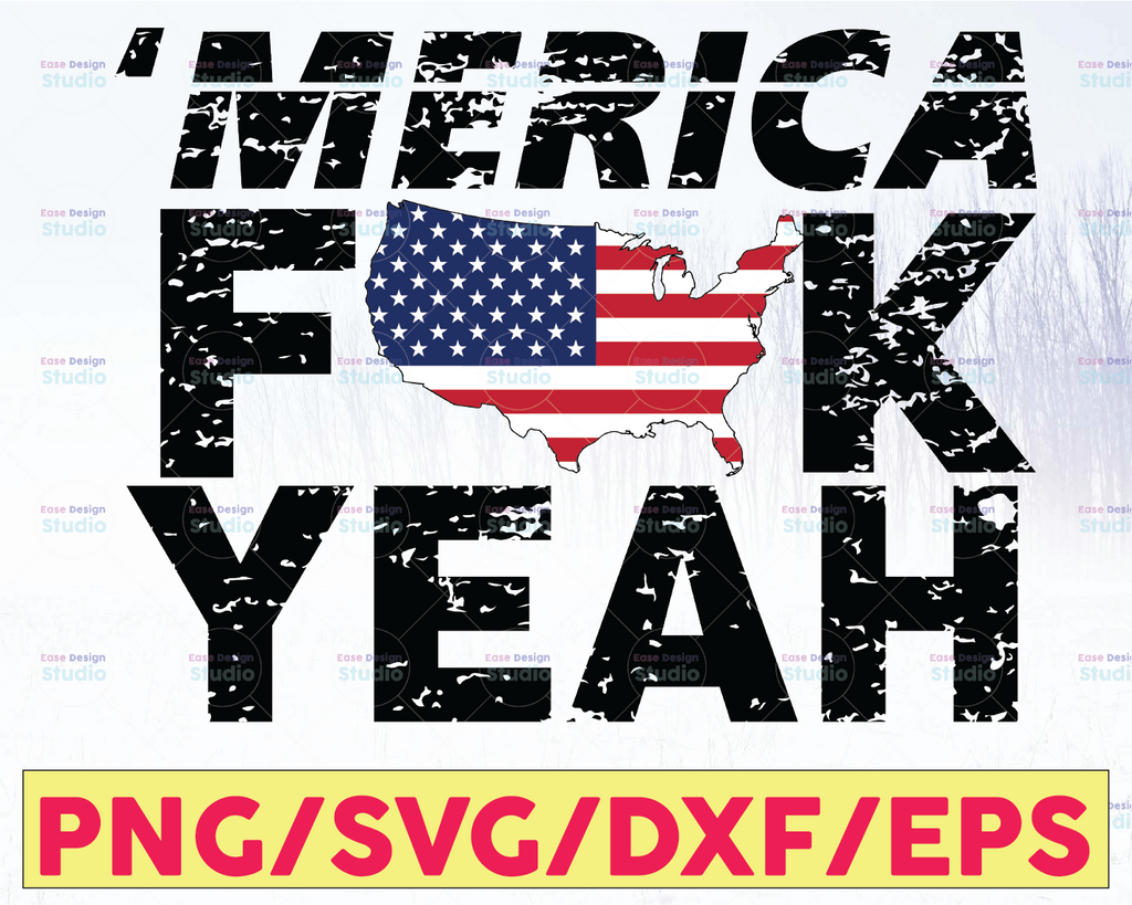 Merica F*ck Yeah Svg, merica svg, 4th of July Svg, American Flag Svg, Independence day svg, Cricut File, Clipart, svg, png, eps, dxf