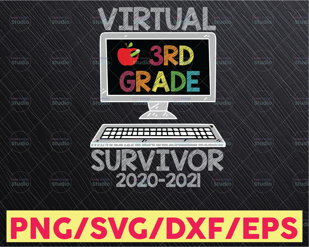 Hello Virtual Third Grade Survivor  PNG - Back To School png - 3rd Grade png, Sublimation, Transfer, Digital Download