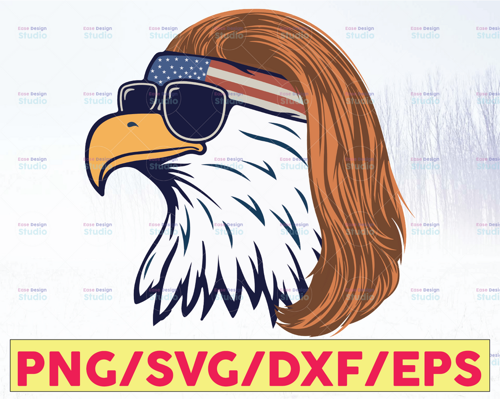 American Bald Eagle Mullet 4th Of July Funny USA Patriotic Svg PNG File Sublimation