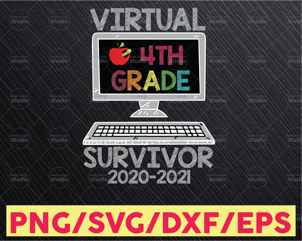 Hello Virtual Fourth Grade Survivor  PNG - Back To School png - 4th Grade png , Sublimation, Transfer, Digital Download