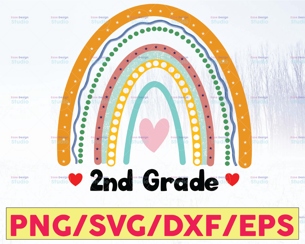 2nd Grade School Sublimation Design PNG ,Second Grade Kids Digital File Back To School, School Teacher Clipart