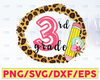 Back to school, Third grade  leopard clipart, PNG file for sublimation, first day of school, printable, 3rd grade printable