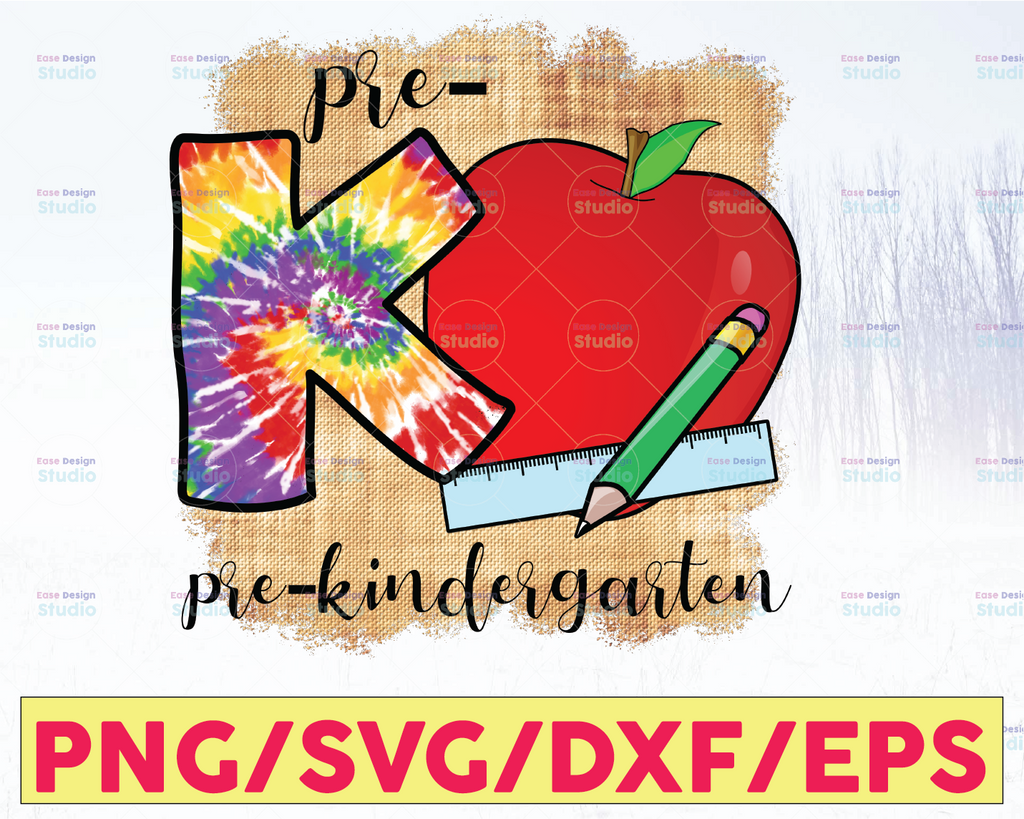 PreK Pre-Kindergarten Grade Level Teacher Apple Colorful Floral Preppy Pattern Digital Design Sublimation Clipart PNG Download
