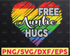 Pride Svg, Free Auntie Hugs Svg, LGBTQ Svg, LGBT Hugs Svg, Rainbow Svg, Gay Svg, Pride Day Svg, Cricut, svg, dxf, Cut File