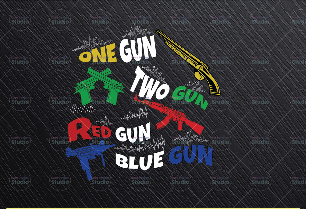 One gun two gun red gun blue gun shirt Digital Png File - T-shirt Sublimation Design Clip Art