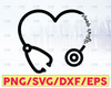 Personalised name svg for decal, iron on Heart Stethoscope SVG Nurse svg Your name Heart Stethoscope SVG file Silhouette Medical Assistant