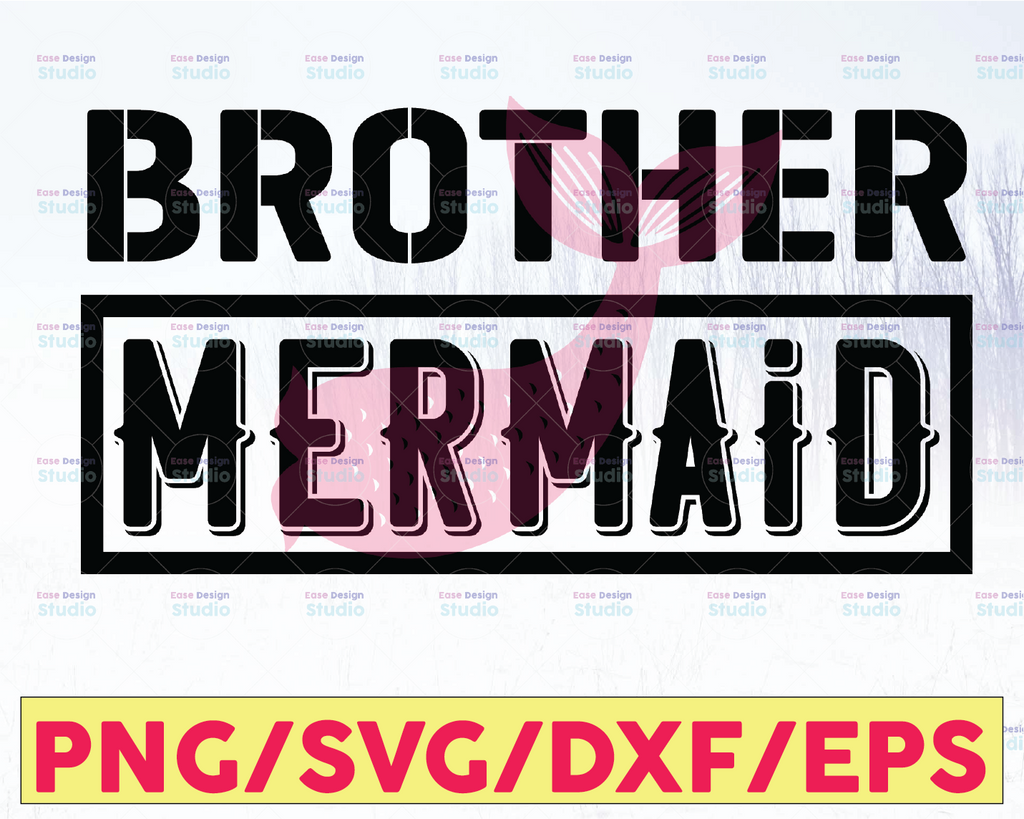 Mermaid Brother Svg. Mermaid Svg. Mermaid Tail Svg. Mermaid Birthday Party Svg. Seahorse Svg. Iron On, Sublimation, Cricut, Silhouette, dxf