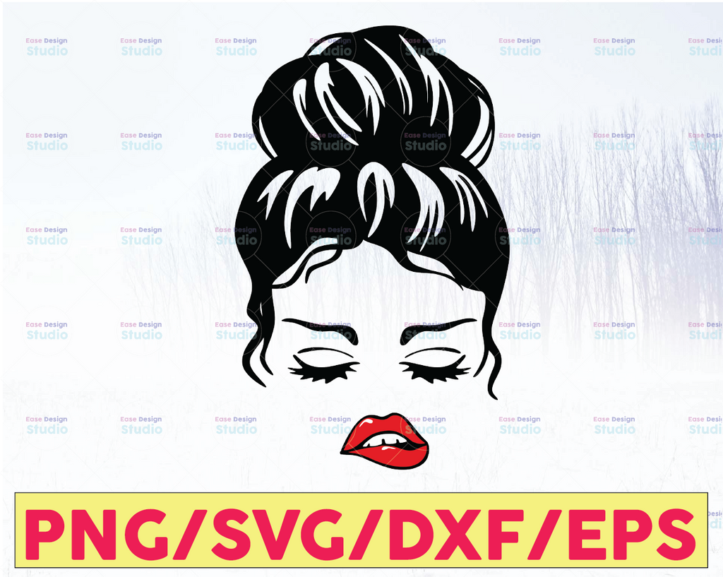 Messy Bun Designs Bundle svg, Botox Lips svg, Red Lips, Hairstyle, Sublimation, File for Cricut, Vector, Clipart, Silhouette, Cut Files