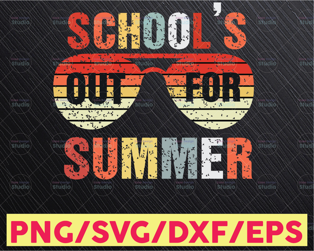 Retro Vintage School's Out For Summer Svg File For Cricut, End Of Year Teacher PNG Sublimation File, Clipart Teacher svg, Teacher Summer