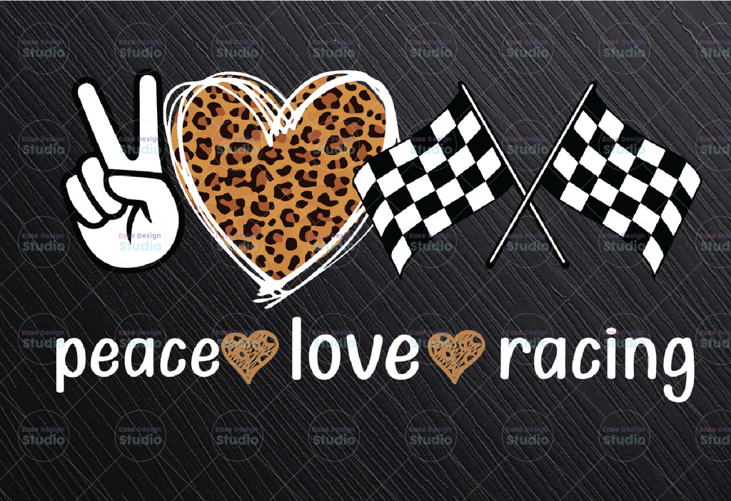 Peace Love Racing PNG, Peace Love Racing Sublimation Digital, Leopard Racing png, Black Glitter, Dirt track racing png, Checkered Flags png