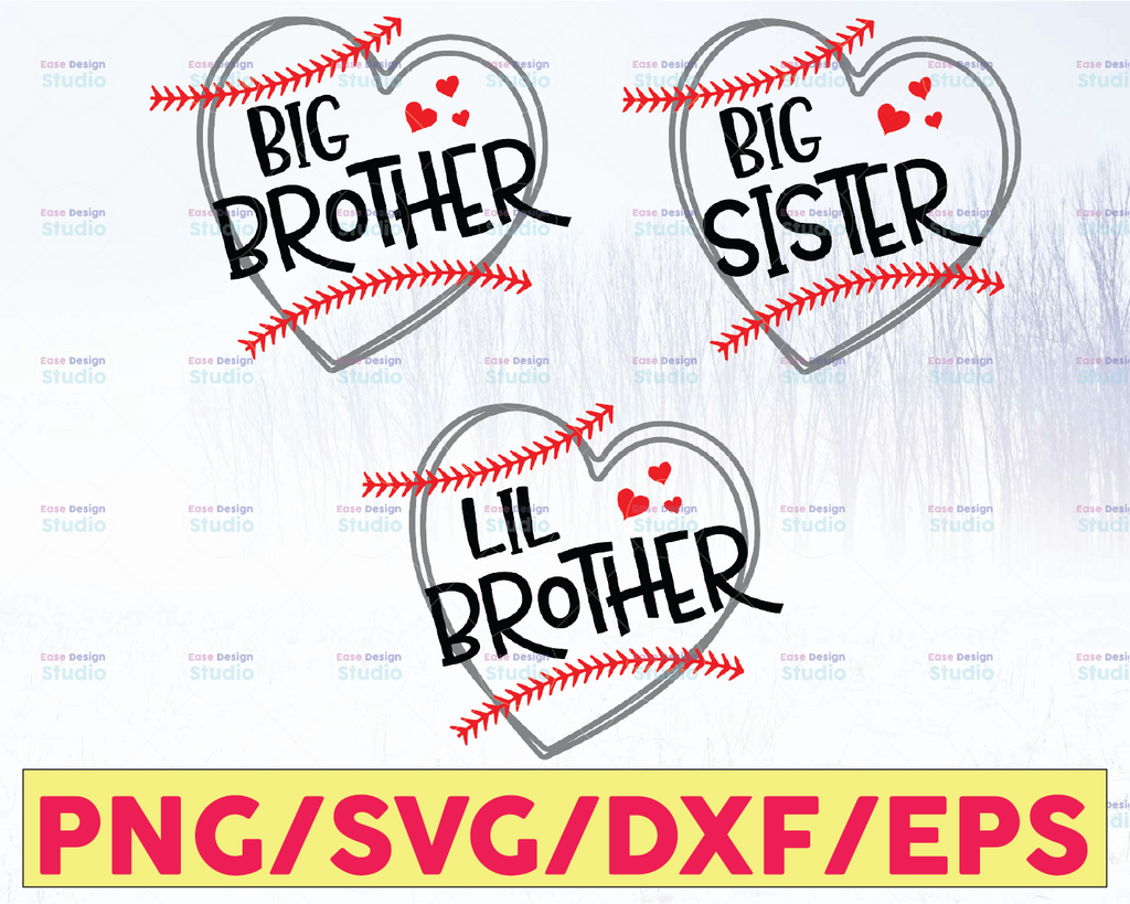 Sister Heart Line Cut File | Heart SVG |Baseball Sister Brother PNG DXF eps| Silhouette File | Heart svg File