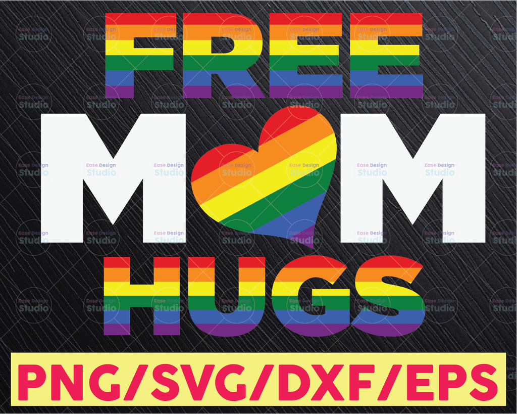 Free Hugs rainbow SVG, Awareness, Pride, Printable file, LGBT pride, proud lgbt, PNG, Silhouette, sublimation