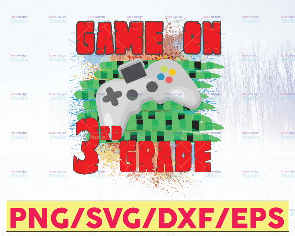 Game On 3th Grade PNG, Back to School sublimation, Kids' Video Game Saying, Teacher Design, Funny Boy Quote
